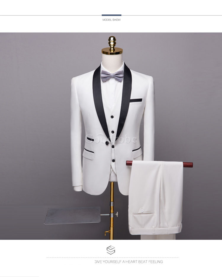 Royal costumes de mariage pour hommes 3 pièces hommes costume veste de smoking