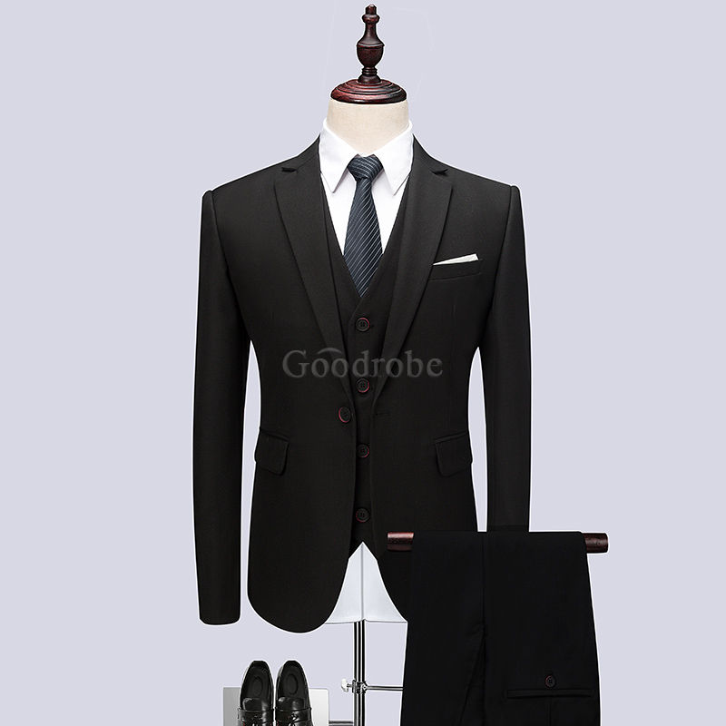 Mariage de bal smoking 3 pièces veste + pantalon + gilet formelle slim fit