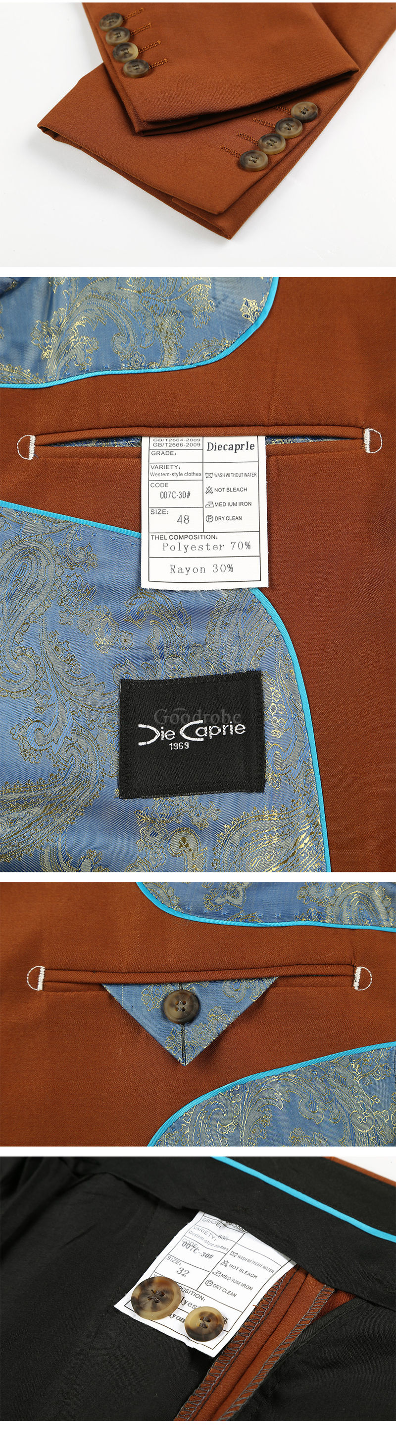 Costume slim fit marié 3 pièces veste + pantalon + gilet formel