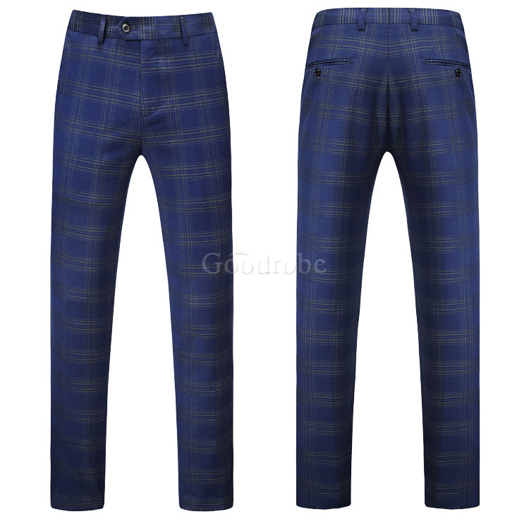 Hommes costume formel double boutonnage plaid grande taille 5xl