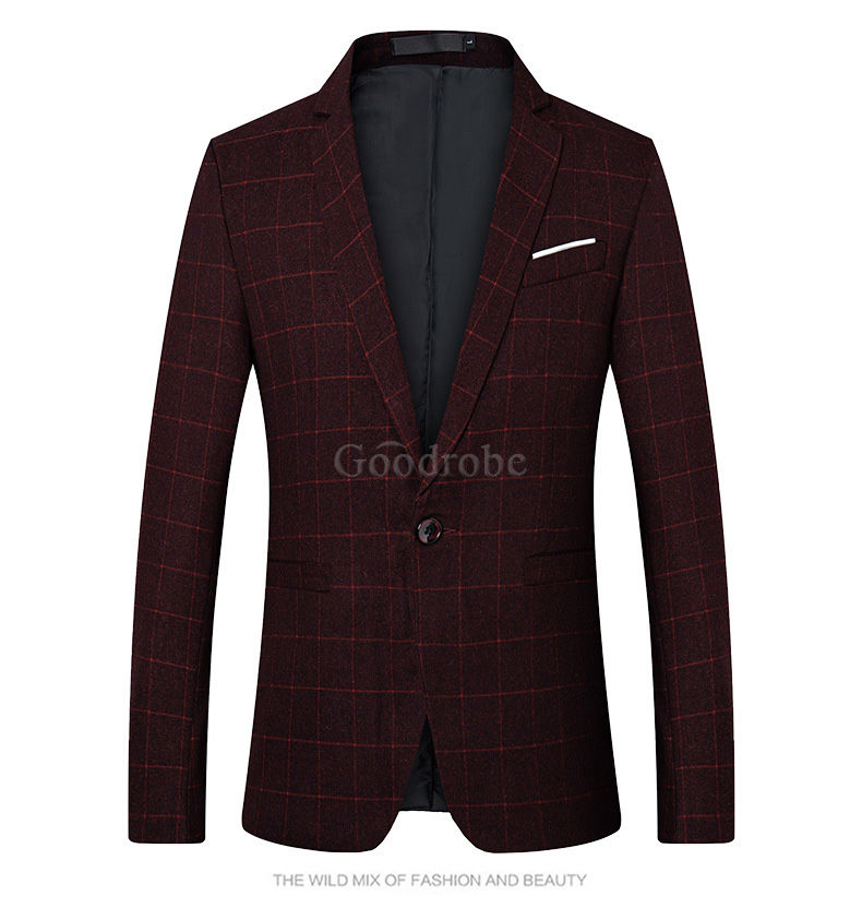 Taille m-5xl grille vin rouge manteaux slim fit