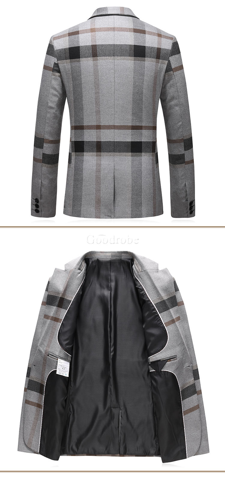 Plaid veste de smoking 3 pièces marque slim fit