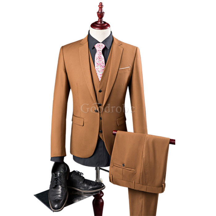 Nouveaux hommes gilet + pantalon 3 pièces costume d'affaires veste