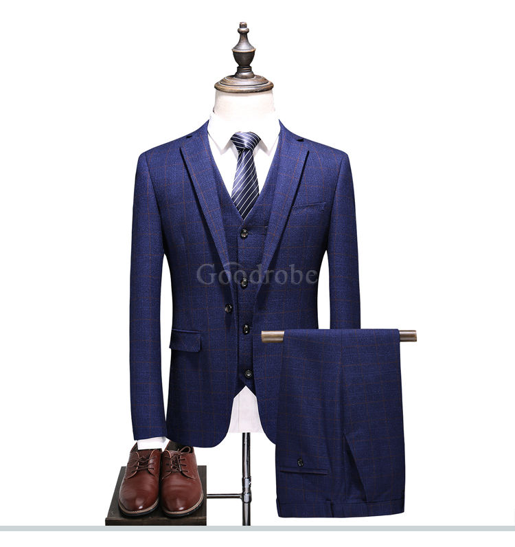 Costume hommes slim fit business gris rayure hommes haute qualité hommes costumes