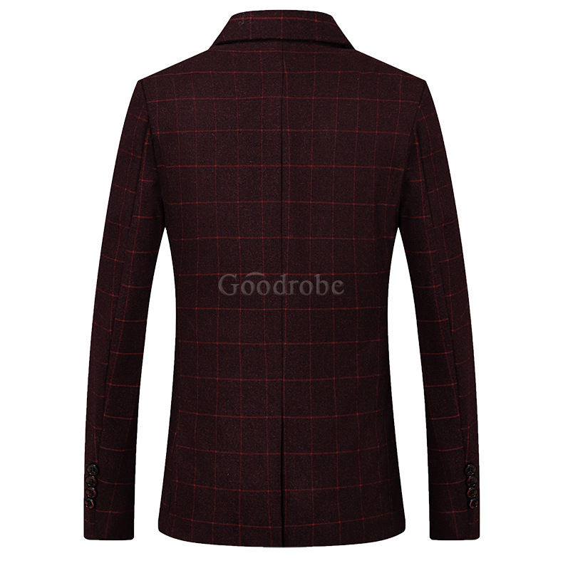 Taille m-5xl grille vin rouge manteaux slim fit