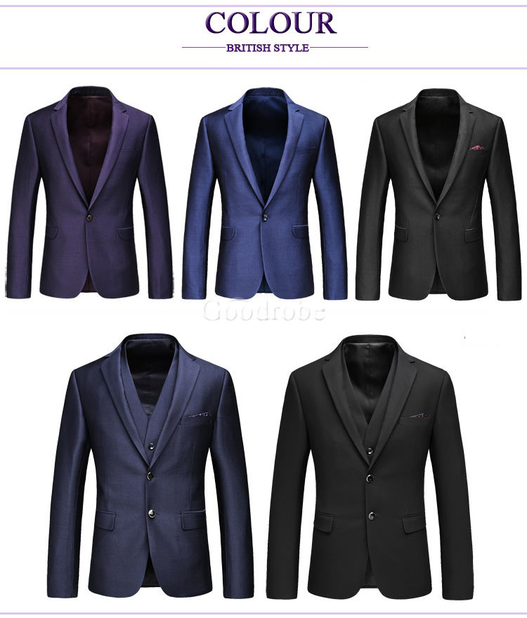 Hommes costumes mâle costumes blazer noir solide