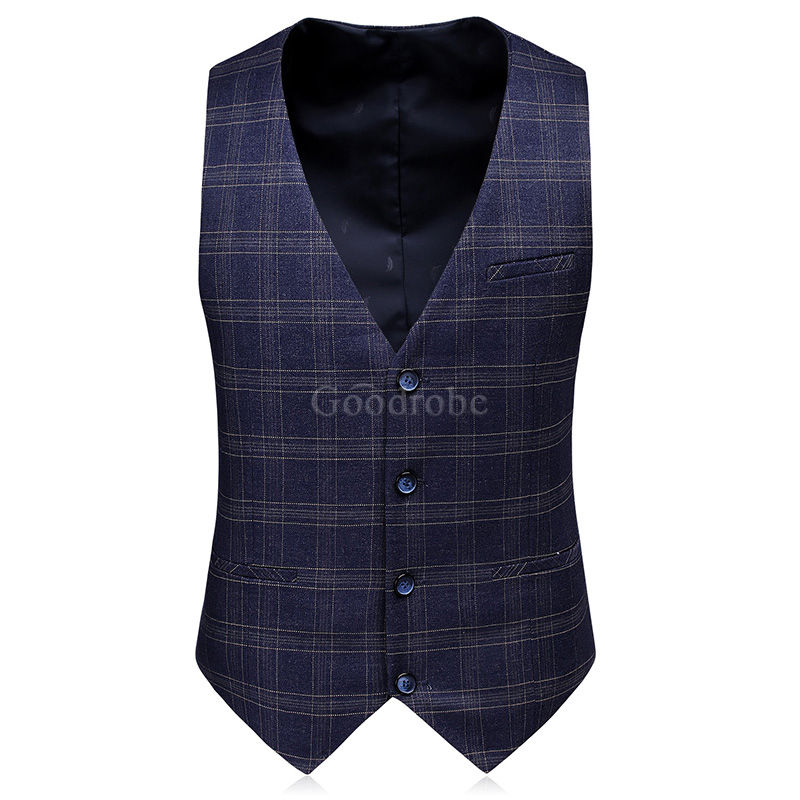 Affaires ensemble hommes costumes plaid 3 pièces slim fit mariage marque