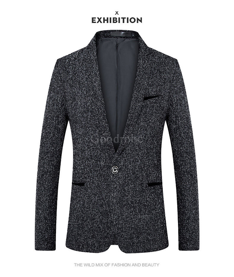 Hommes blazer blazer marque costume décontracté noir