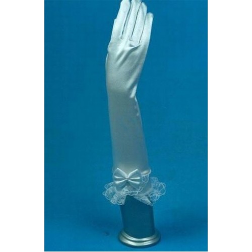 Attrayant taffetas hem dentelle blanc chic | gants de mariée modernes - photo 1
