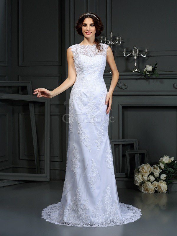 Robe de mariée longue de fourreau avec zip avec sans manches elevé