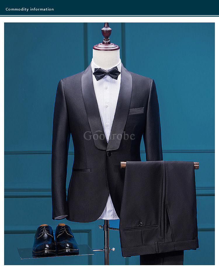 Mode noir groomsman costume avec pantalon hommes costume