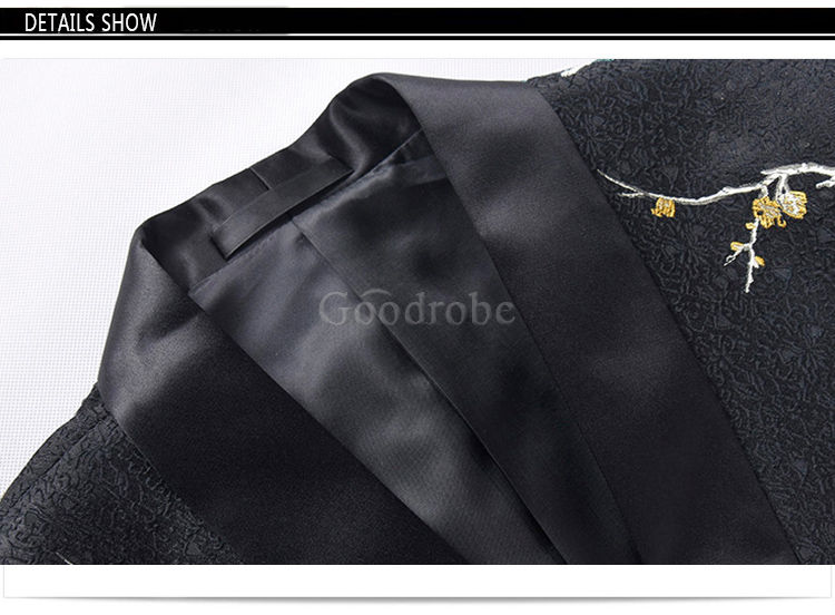 Blazers slim fit top qualité noir imprimé floral veste de mariage grande taille