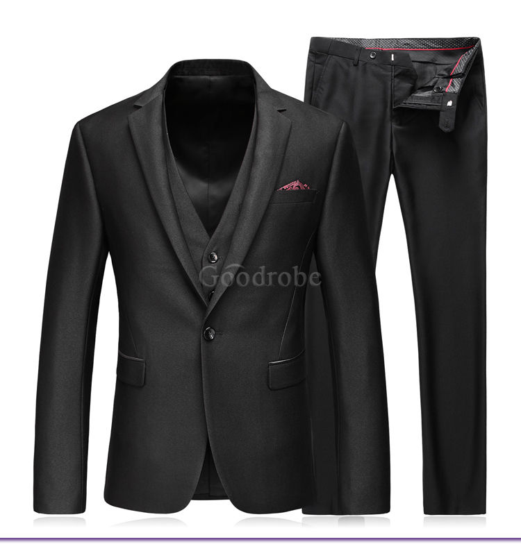 Hommes costumes mâle costumes blazer noir solide