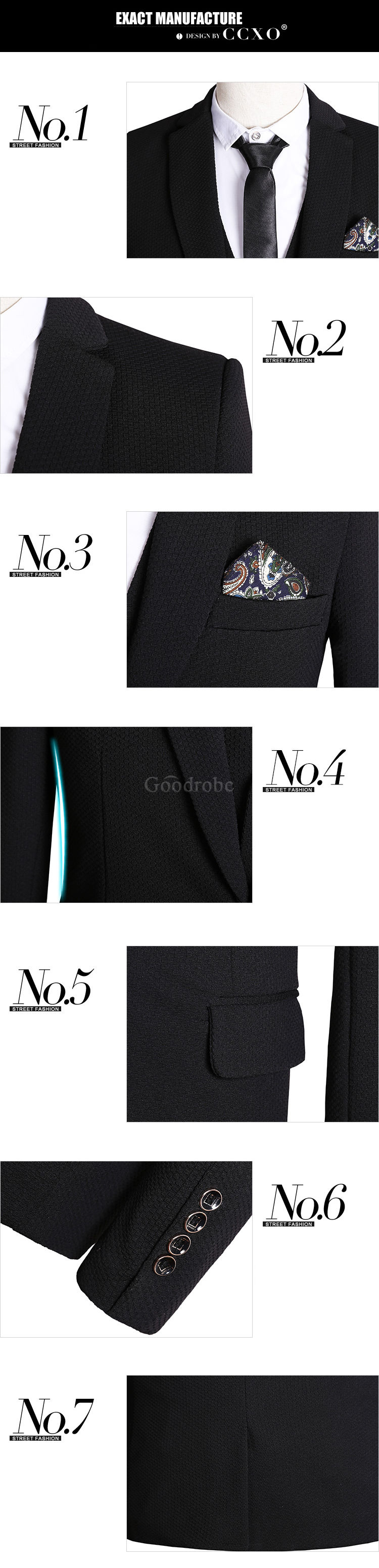 Noir costume smokings slim fit costume qualité