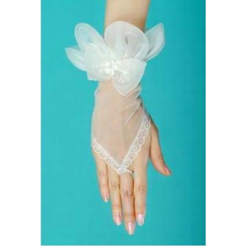 Noble tulle avec des gants bowknot blanc moderne de mariée - photo 1