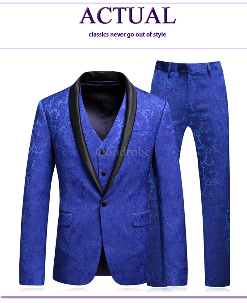 Conceptions hommes costumes 3 pièces bleu royal