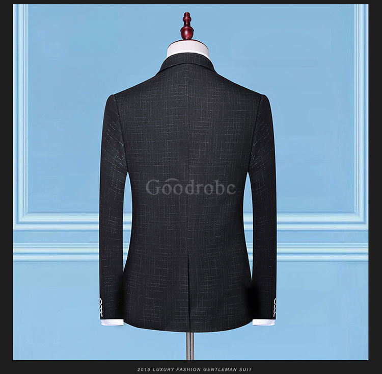 Costume d'affaires 3 pièces plaid formel de mode hommes