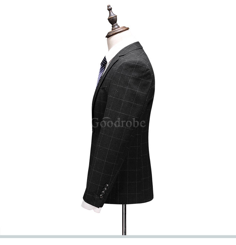 Costume hommes slim fit business gris rayure hommes haute qualité hommes costumes