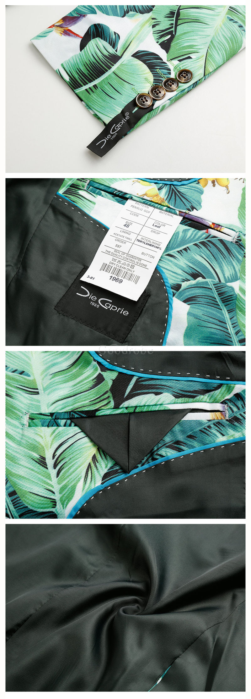 Motif mode imprimé hommes floral costume blazers