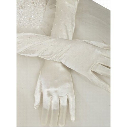 Fait main gants taffetas blanc vintage de mariée - photo 1